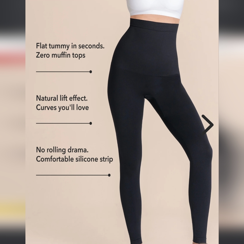 Shapermint High Waisted Essentials Shaping Leggings. Black. Size L